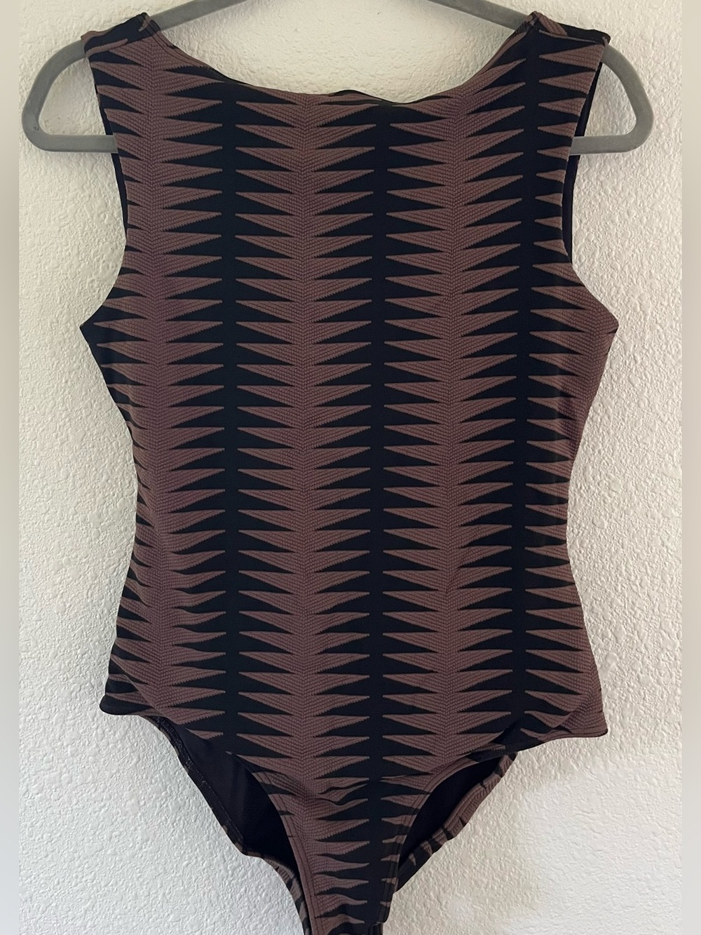 Seea Black and Brown Chevron One-Piece Swimsuit